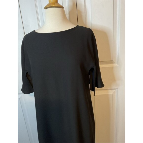 Chico’s Lined Black Dress Split Ruffle Sleeve Chico’s Size 1 US Medium - Picture 2 of 6